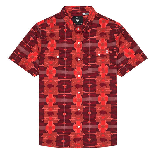 Raised by Coyotes Buffalo Plaid Red Pearl Snap