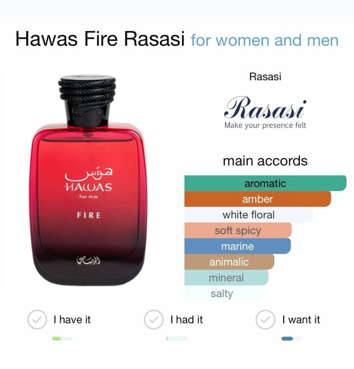 RASASI HAWAS FIRE Eau De Parfum 100ml For Man