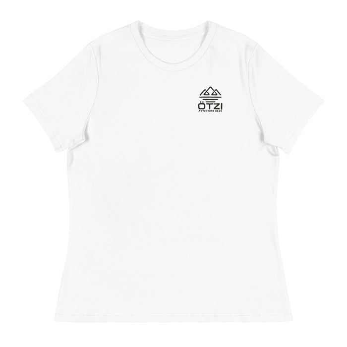 White short-sleeve t-shirt with small Ötzi Adventure Gear logo on the chest