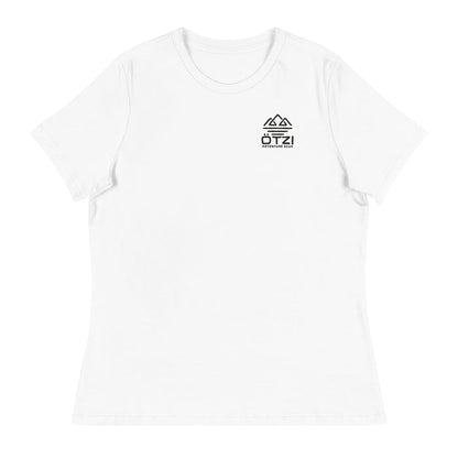 White short-sleeve t-shirt with small Ötzi Adventure Gear logo on the chest