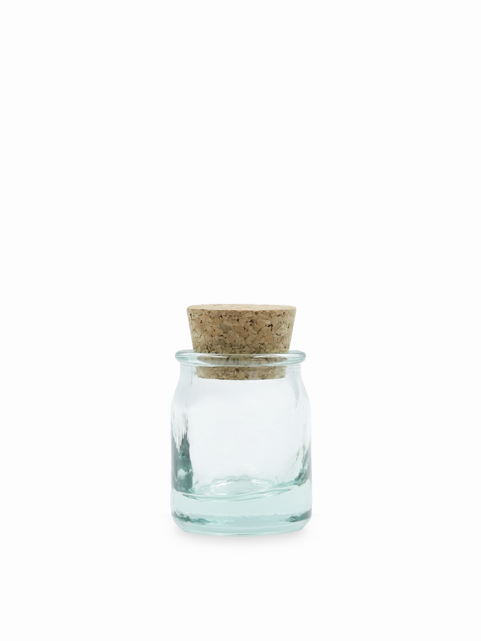Recycled Glass Jar Mini Apothecary with Cork