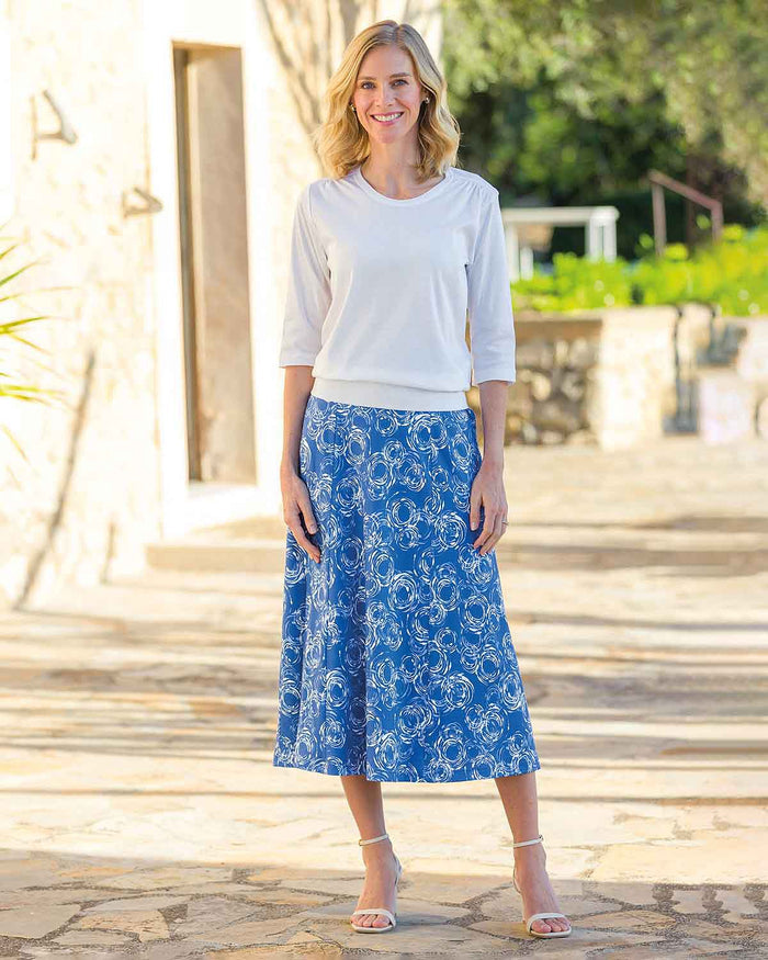 Regina Patterned Pure Cotton A Line Lined Skirt - Image 3 - Country Collection