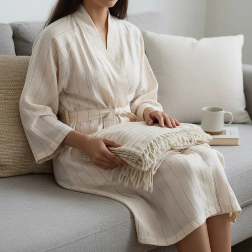 HAWA Rest & Restore Cotton Kimono & Throw Set in Kuwait - Waha Lifestyle