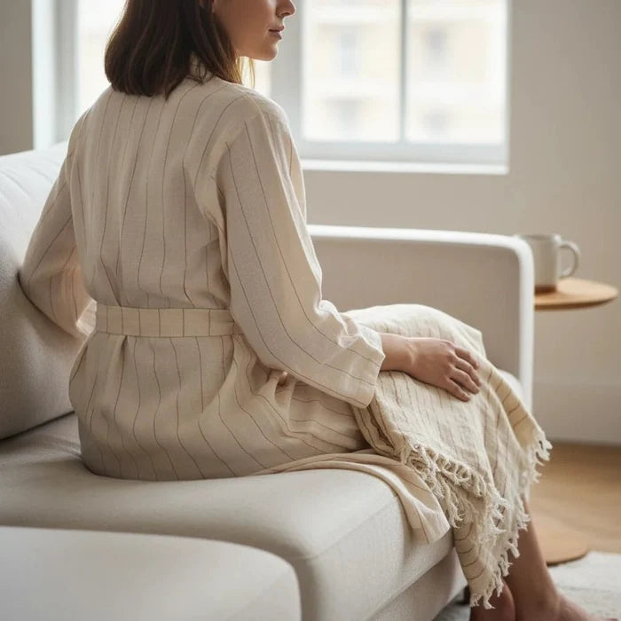HAWA Rest & Restore Cotton Kimono & Throw Set in Kuwait - Waha Lifestyle