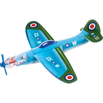 Retro Glider Planes w/ Spinning Propeller 4 Pk