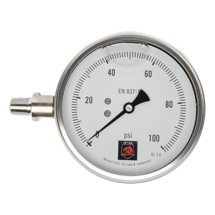 Riptide Glycerin Filled Calibrated Left Hand Gauge with Certificate