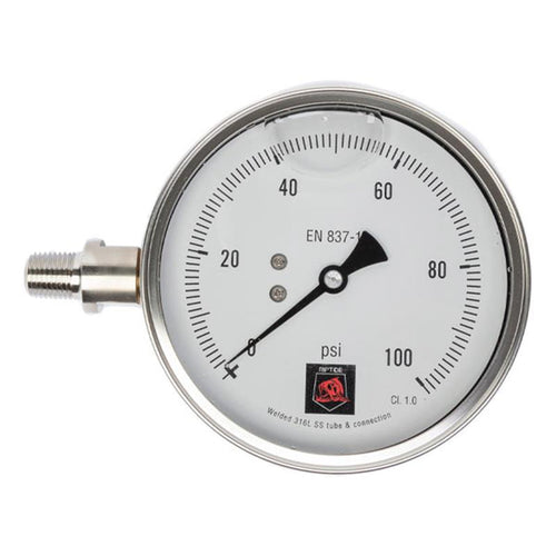 Riptide Glycerin Filled Calibrated Left Hand Gauge with Certificate