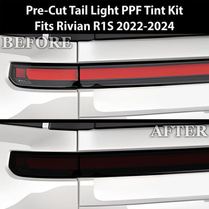 Full Headlight Taillight Precut Smoked PPF Tint Kit Film Overlay Fits Rivian R1S 2022 - 2024 - Bogar Tech Designs
