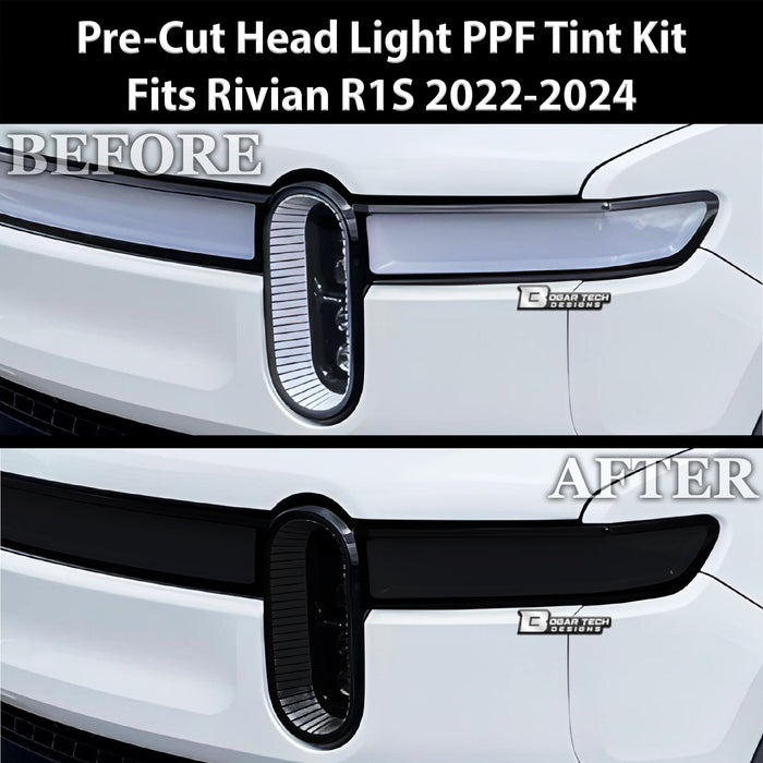 Full Headlight Taillight Precut Smoked PPF Tint Kit Film Overlay Fits Rivian R1S 2022 - 2024 - Bogar Tech Designs