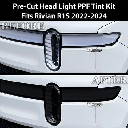 Full Headlight Taillight Precut Smoked PPF Tint Kit Film Overlay Fits Rivian R1S 2022 - 2024 - Bogar Tech Designs