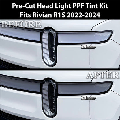 Full Headlight Taillight Precut Smoked PPF Tint Kit Film Overlay Fits Rivian R1S 2022 - 2024 - Bogar Tech Designs