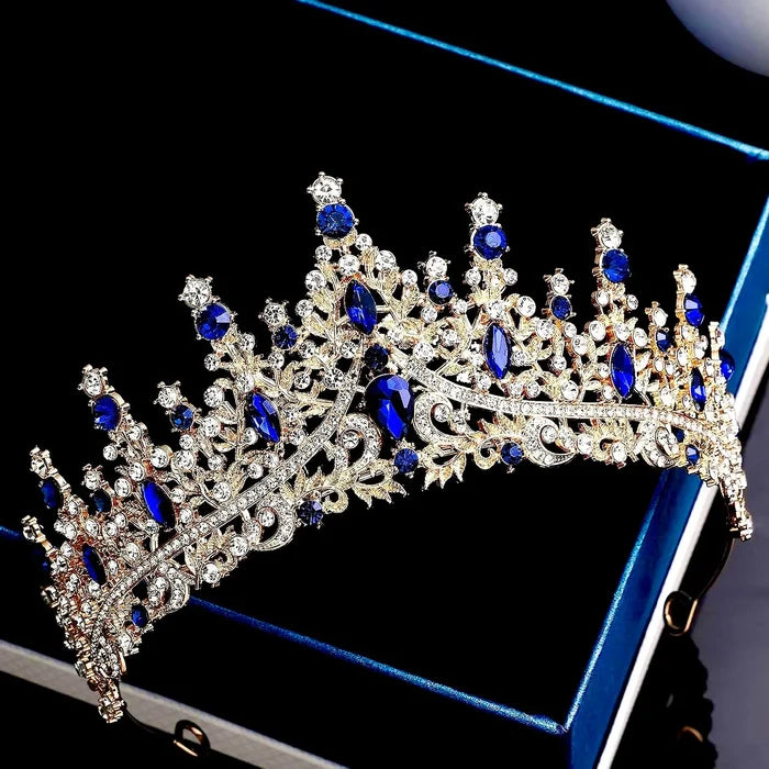 Wedding Hair Accessories - Blue Crystal Bridal Tiara - Available in Silver and Gold