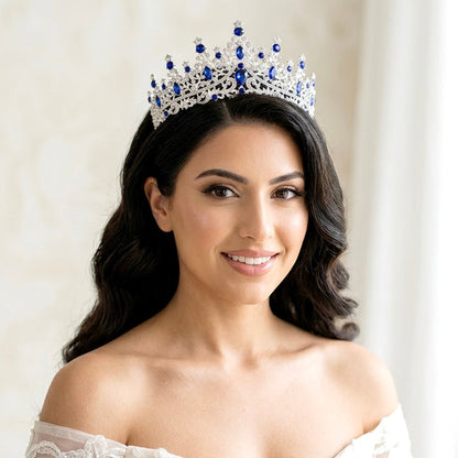 Wedding Hair Accessories - Blue Crystal Bridal Tiara - Available in Silver and Gold
