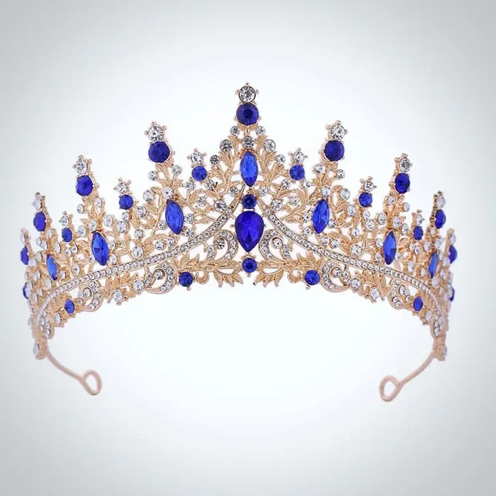 Wedding Hair Accessories - Blue Crystal Bridal Tiara - Available in Silver and Gold