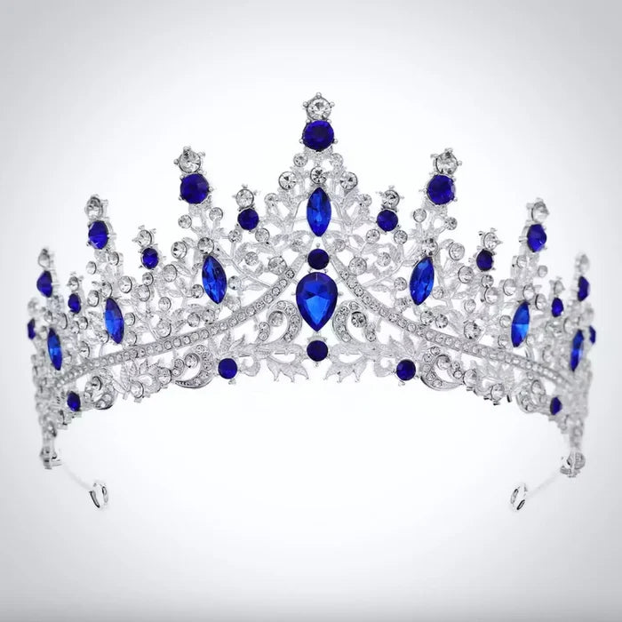 Wedding Hair Accessories - Blue Crystal Bridal Tiara - Available in Silver and Gold