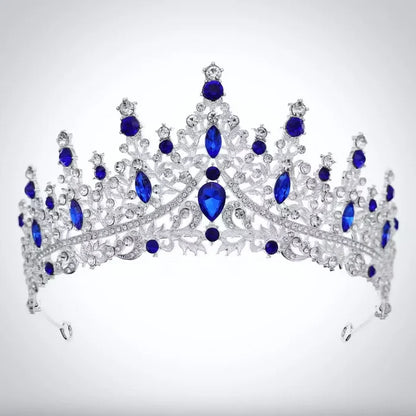 Wedding Hair Accessories - Blue Crystal Bridal Tiara - Available in Silver and Gold