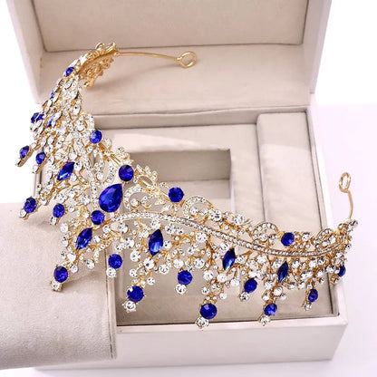 Wedding Hair Accessories - Blue Crystal Bridal Tiara - Available in Silver and Gold
