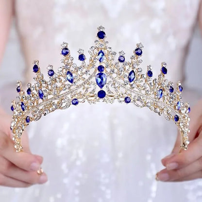 Wedding Hair Accessories - Blue Crystal Bridal Tiara - Available in Silver and Gold