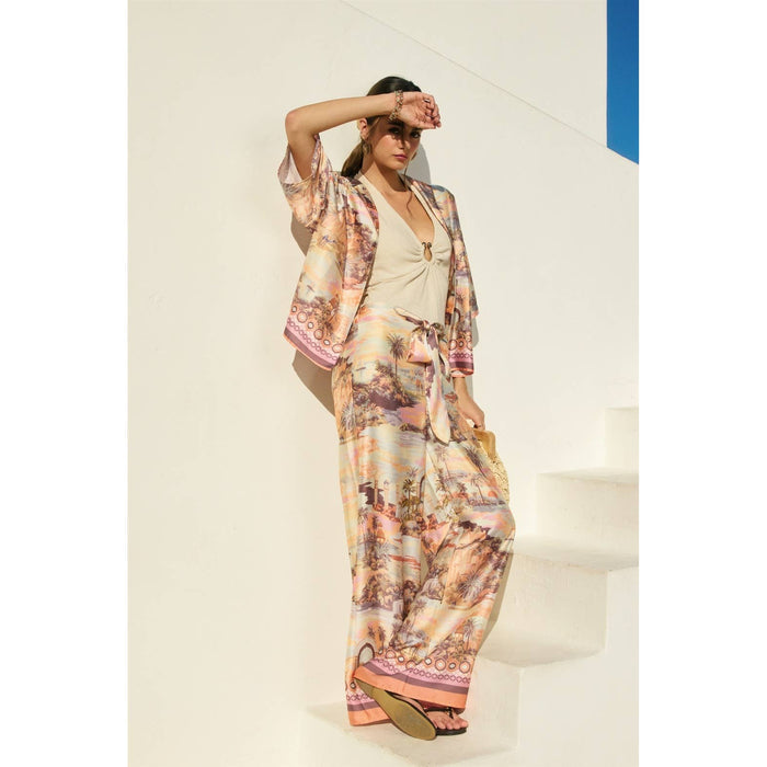 Rose Dusk Oasis Tie Front Relaxed Pants