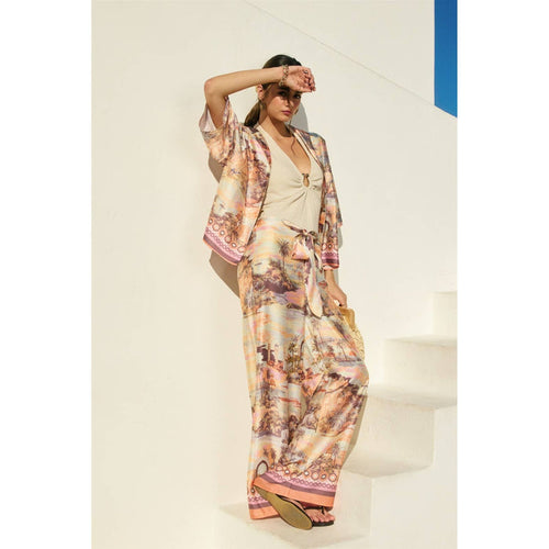 Rose Dusk Oasis Tie Front Relaxed Pants
