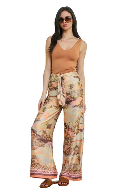 Rose Dusk Oasis Tie Front Relaxed Pants