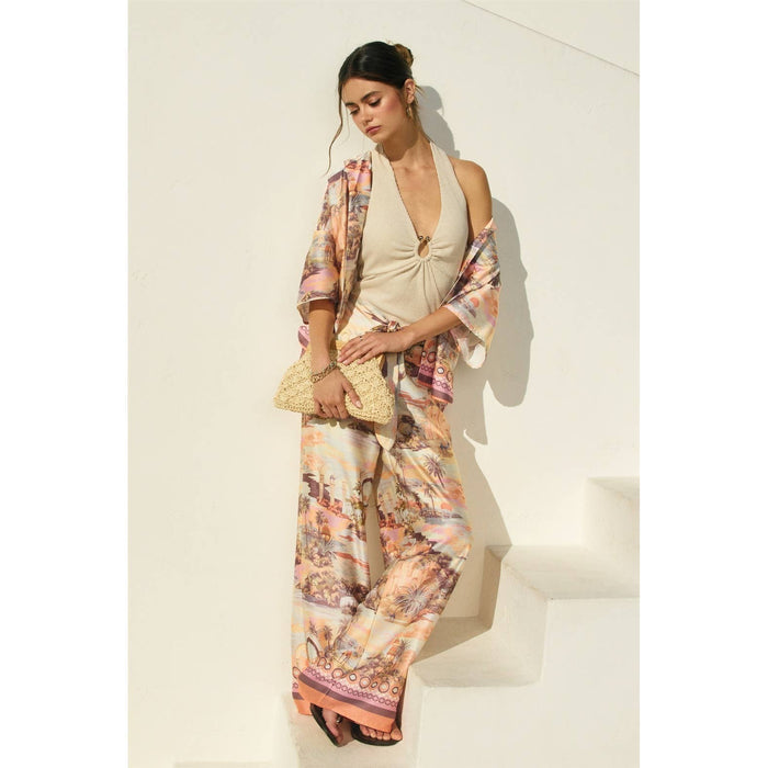 Rose Dusk Oasis Tie Front Relaxed Pants