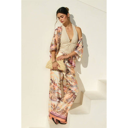 Rose Dusk Oasis Tie Front Relaxed Pants