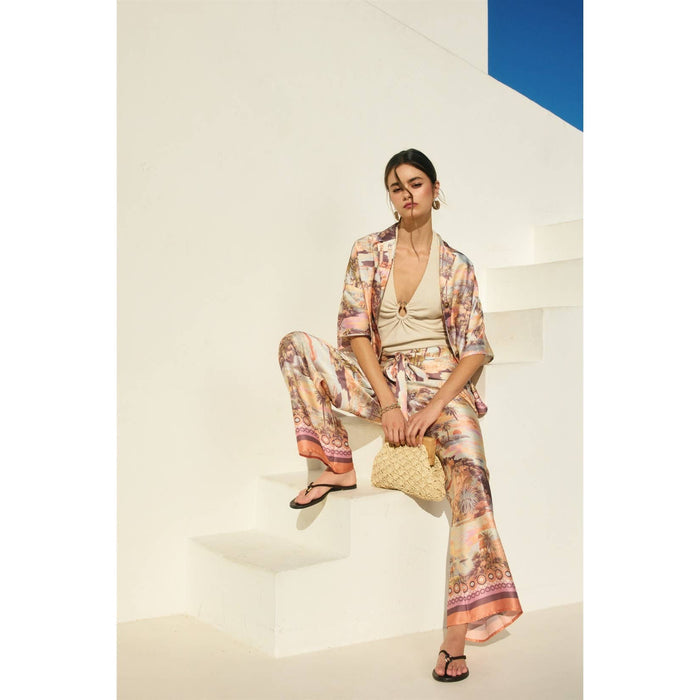 Rose Dusk Oasis Tie Front Relaxed Pants