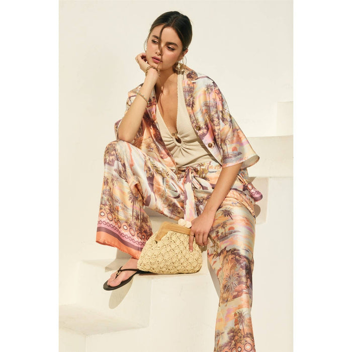 Rose Dusk Oasis Tie Front Relaxed Pants