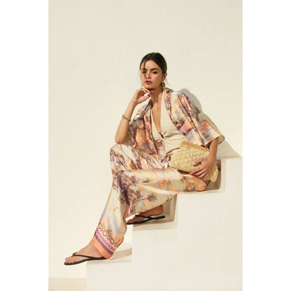 Rose Dusk Oasis Tie Front Relaxed Pants