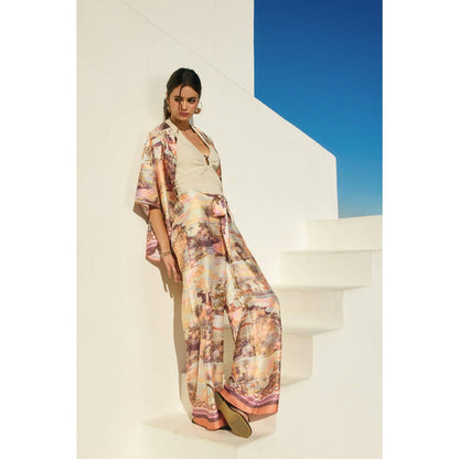 Rose Dusk Oasis Tie Front Relaxed Pants