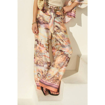 Rose Dusk Oasis Tie Front Relaxed Pants