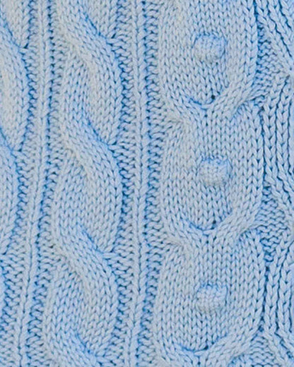 Rosie Pale Blue Cable Knit Pure Cotton Waistcoat - Image 3 - Country Collection