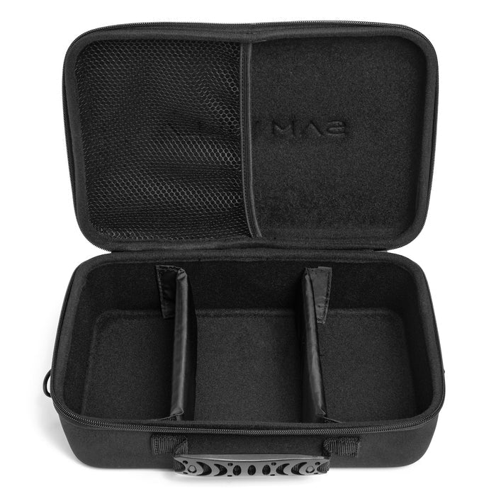 Sam Villa Blow Dryer Case, professional molded carrying case with secure compartments for blow dryer, two nozzles, diffuser, and essential salon tools, adjustable Velcro straps for organized storage, comfortable branded shoulder strap and soft-touch handle, durable construction for travel and salon use, protects and transports hair styling tools with ease