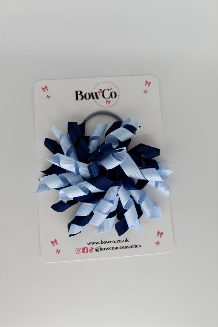 School Bow Navy and Bluebell - Corker Bow - Elastic