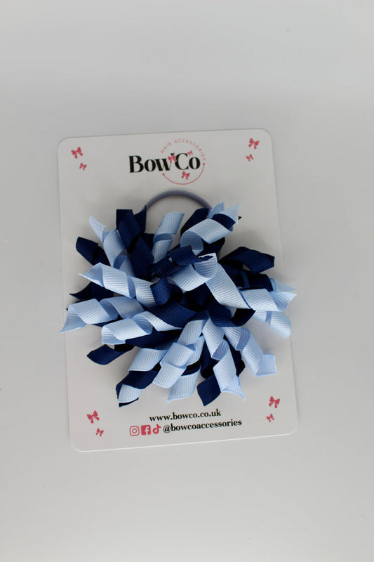 School Bow Navy and Bluebell - Corker Bow - Elastic