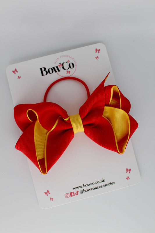 School Bow Red and Yellow - Loop Bow - Elastic