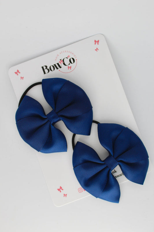 School Bows Navy Blue - Round Tuxedo Bow Set - Elastic