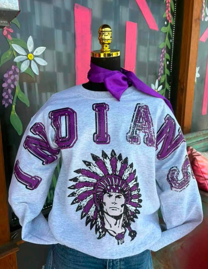 School Spirit Large Print INDIANS Sweatshirt