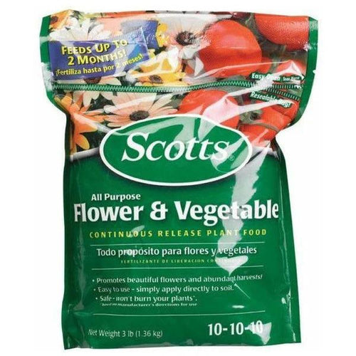 Scotts All Purpose Flower & Vegetable plant food bag on a white background