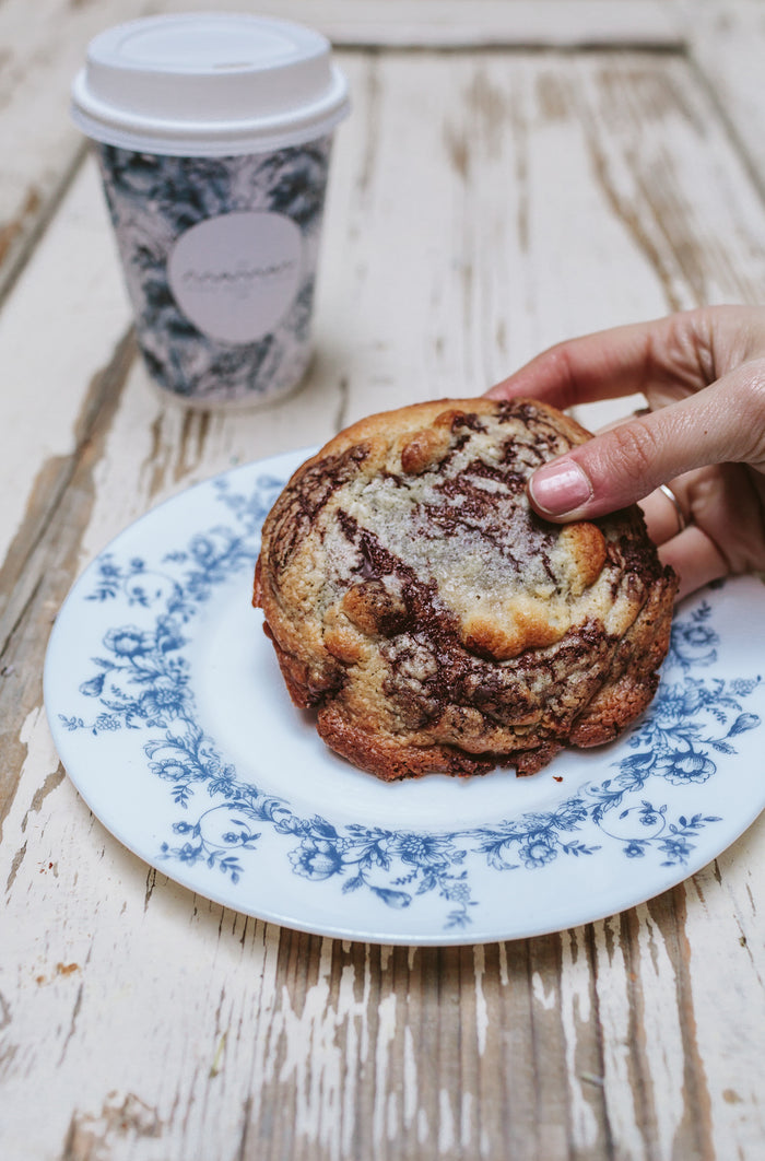 maman nutty chocolate chip cookies on a plate — seasonal cookie gift box of 6