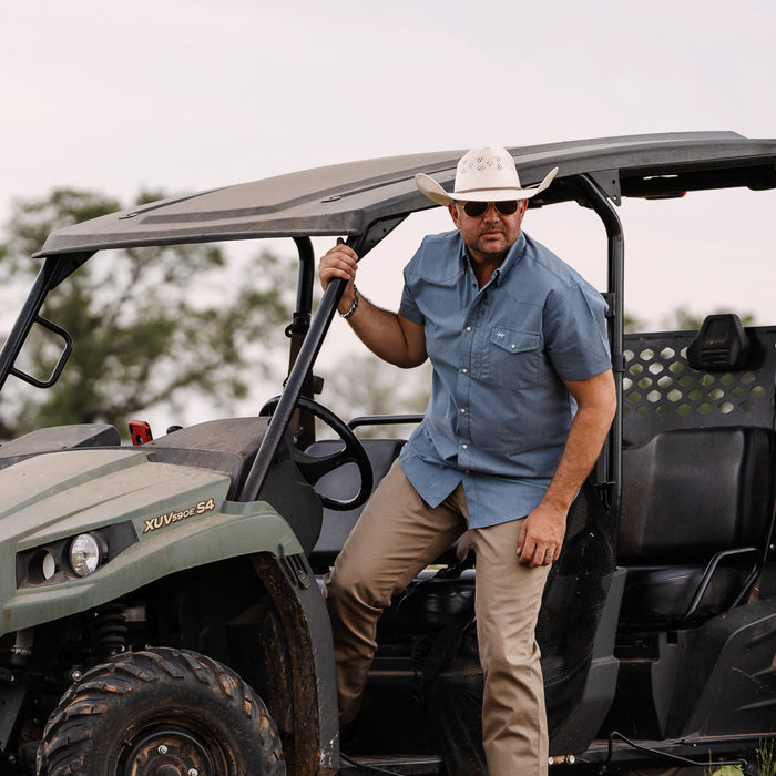 Short Sleeve Western Field Shirt/Marfa Blue by Texas Standard