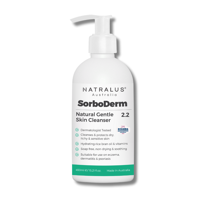 Sorboderm Natural Gentle Skin Cleanser 2.2 – fragrance-free face & body wash in Australia for dry, delicate & mature skin.