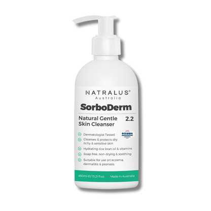 Sorboderm Natural Gentle Skin Cleanser 2.2 – fragrance-free face & body wash in Australia for dry, delicate & mature skin.