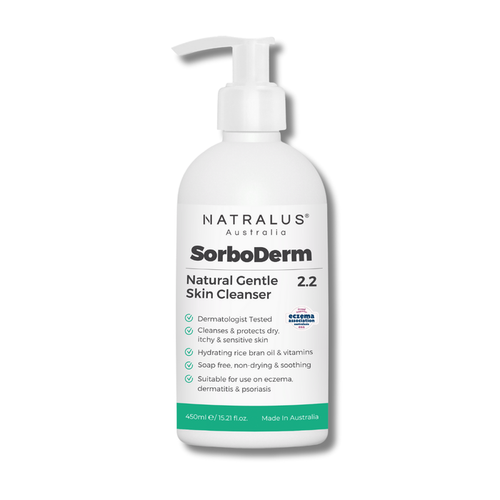 Sorboderm Natural Gentle Skin Cleanser 2.2 – fragrance-free face & body wash in Australia for dry, delicate & mature skin.