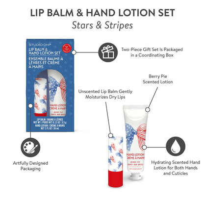 Stars & Stripes Lip Balm & Hand Lotion Set - Olita Gifts & Goods