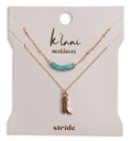 "Stride" Gold Boot with Turquoise Necklace Set - Olita Gifts & Goods