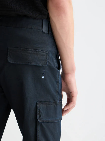 Stuart Washed Cotton-Blend Regular Slim-Fit Cargo Navy