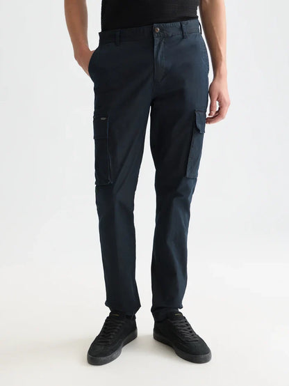 Stuart Washed Cotton-Blend Regular Slim-Fit Cargo Navy