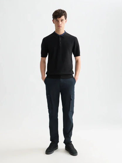 Stuart Washed Cotton-Blend Regular Slim-Fit Cargo Navy